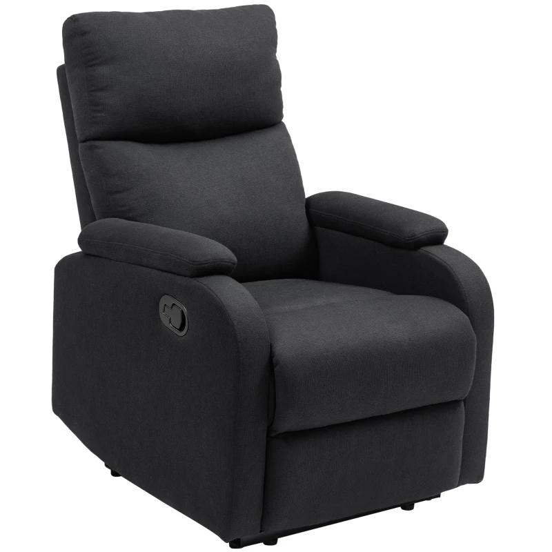 HOMCOM Fotoliu Recliner din In cu Suport Reglabil pentru Picioare, 69x91,5x103 cm, Negru