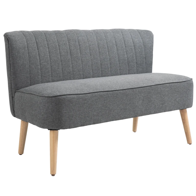 HOMCOM 2-Sitzer Sofa, weiche Polsterung, pflegeleichter Bezug, bis 150 kg, 117 x 56,5 x 77 cm, Hellgrau