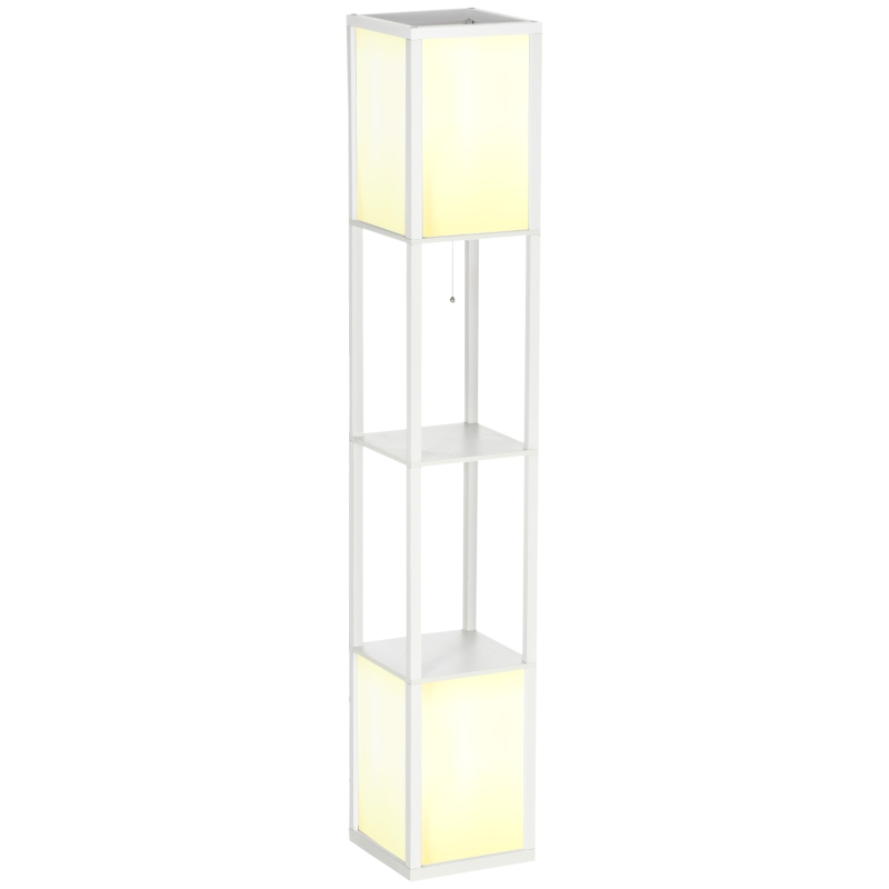 HOMCOM 156cm Floor Lamp Shelving Unit - White