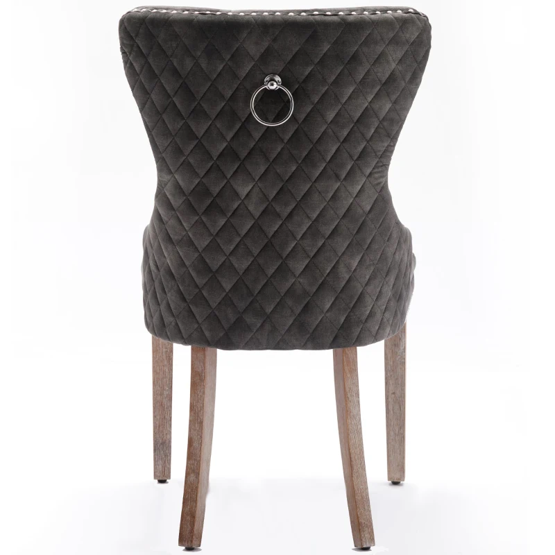 Juego de 2 Sillas de Comedor Tapizadas con Tachuelas Decorativas, 53,5x64x95 cm, Gris