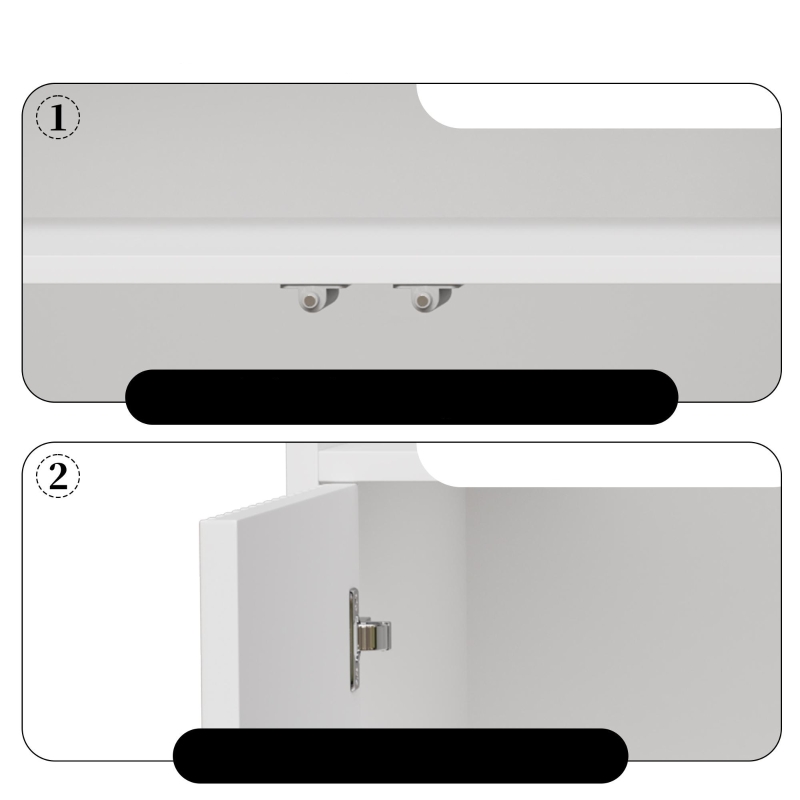 Buffet avec porte en verre, éclairage LED, pour salon et cuisine, 140×35×90 cm, Blanc