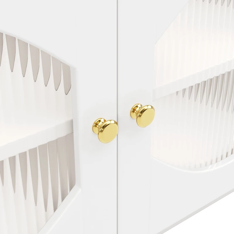 Buffet de cuisine avec portes vitrées, Casiers au design moderne, 100×40×90,5 cm, Blanc