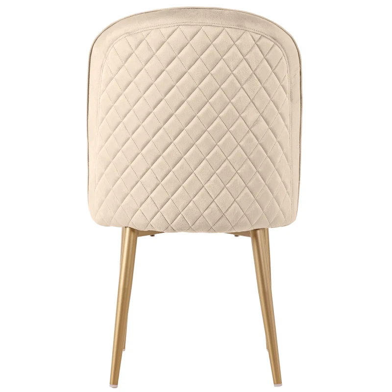 Juego de 2 Sillas de Comedor con Respaldo Ergonómico y Patas Doradas de Metal, 50x62x89 cm, Beige