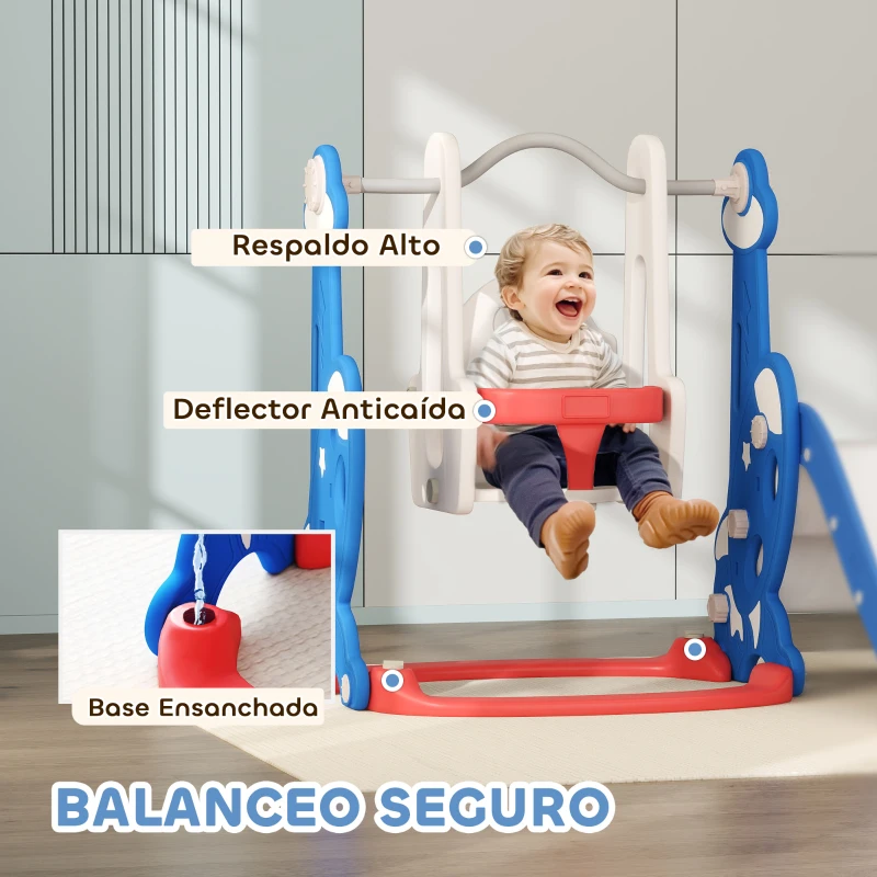 AIYAPLAY 4 en 1 Parque Infantil Interior para +18 Meses Conjunto con Trepador y Canasta con Temática de Cohete Multicolor