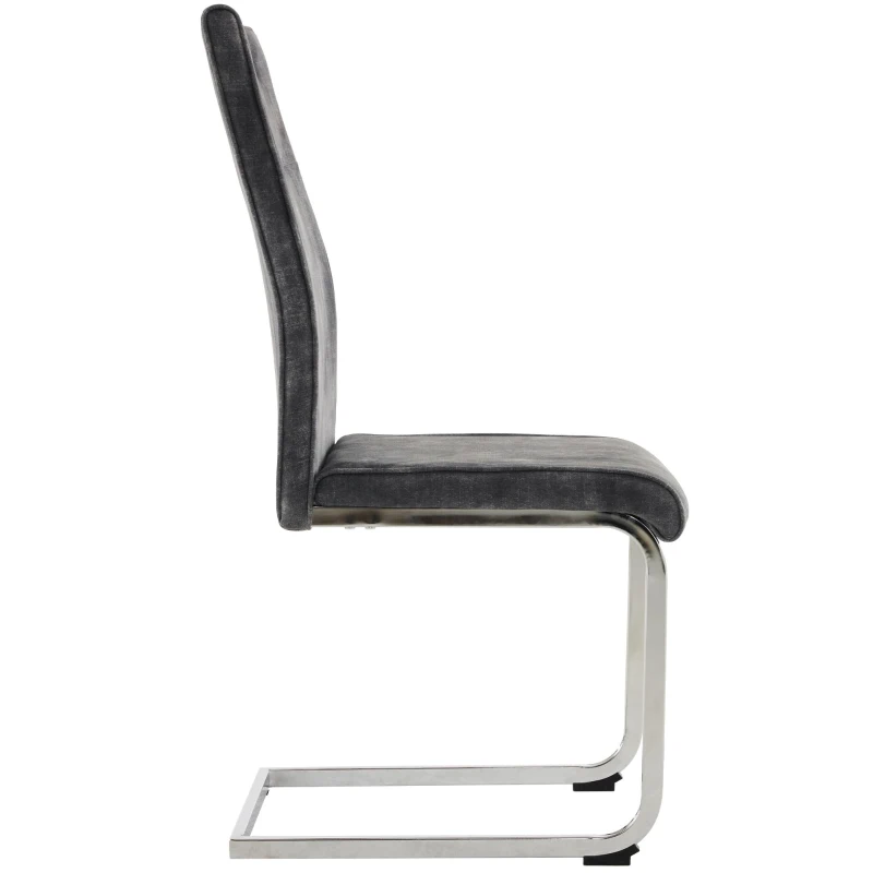 Ensemble de 4 chaises de salle à manger, tissu velours, 44×57×101 cm, Gris foncé