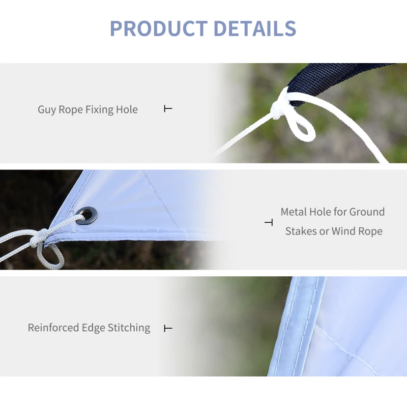 Outsunny Cort de Plajă Portabil Dublu cu Protecție UV și Geantă de Transport, 3x3 m, Alb