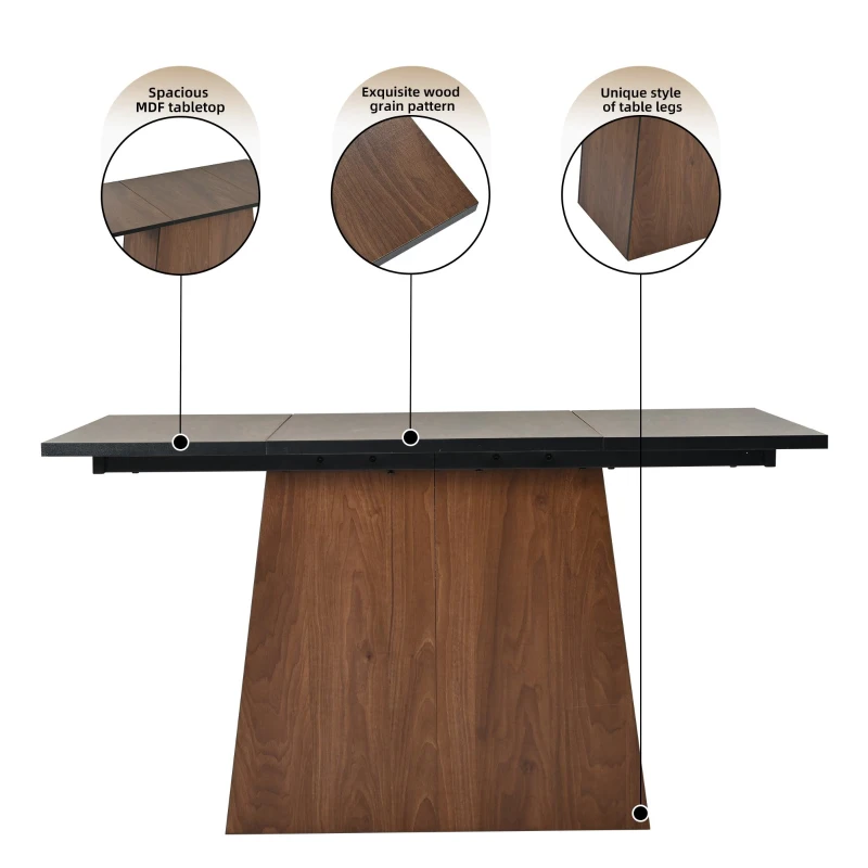 Table à manger de cuisine moderne, pour 4 à 6 personnes, 138,5×80×75 cm, Brun foncé