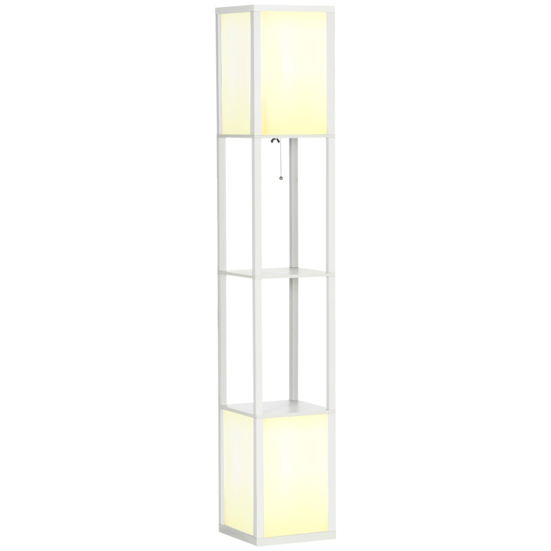 HOMCOM 156cm Floor Lamp Shelving Unit - White