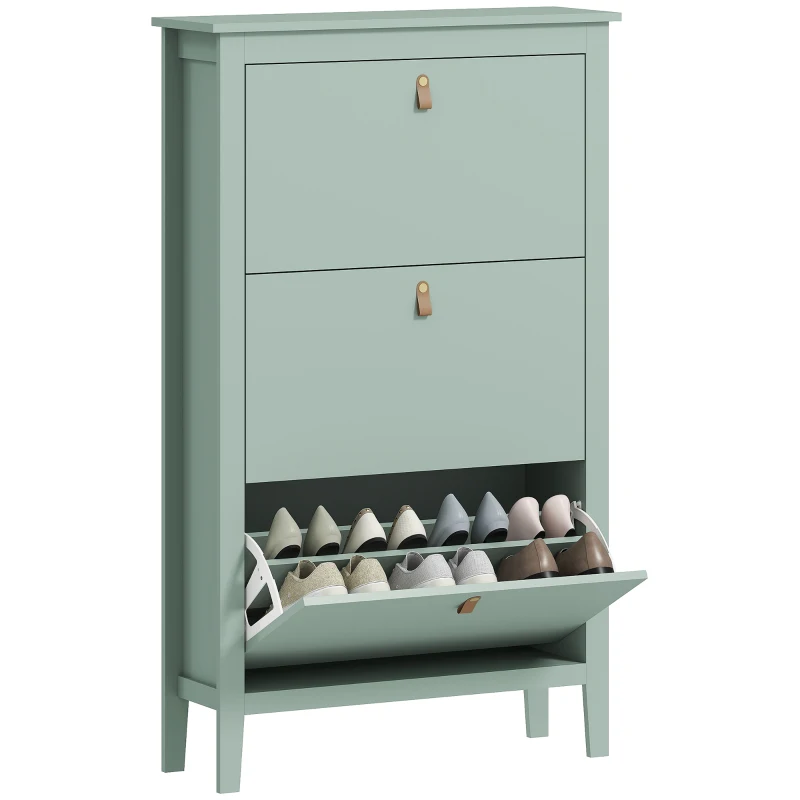 HOMCOM Modern Three-Drawer Shoe Cabinet - Green