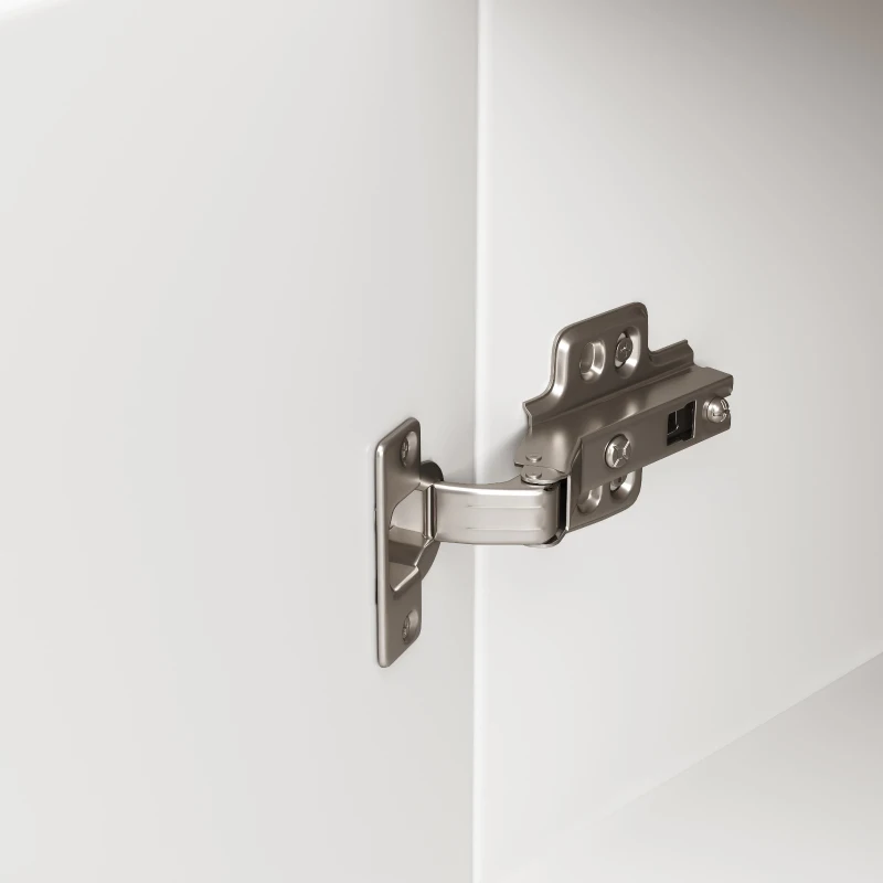 Anrichte Küchenschrank 120x95 cm mit Glastüren, Sideboard mit Regalen für Esszimmer und Wohnzimmer, weisser