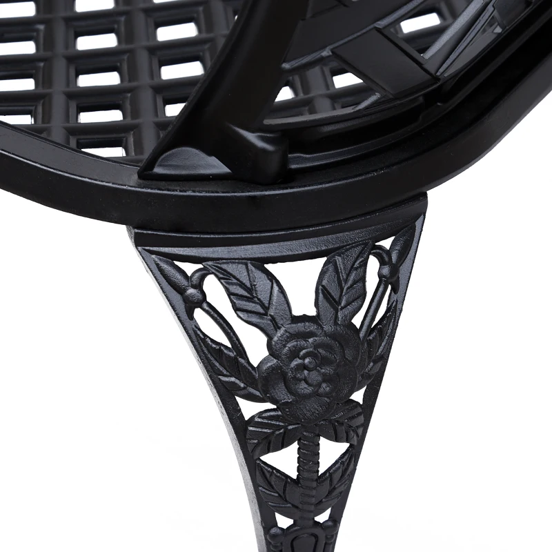 Outsunny Garden Bench, Cast Aluminium, 107Lx58Wx85H cm-Black