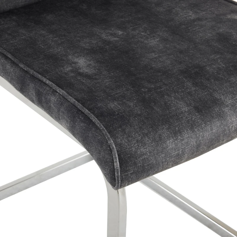 Ensemble de 4 chaises de salle à manger, tissu velours, 44×57×101 cm, Gris foncé