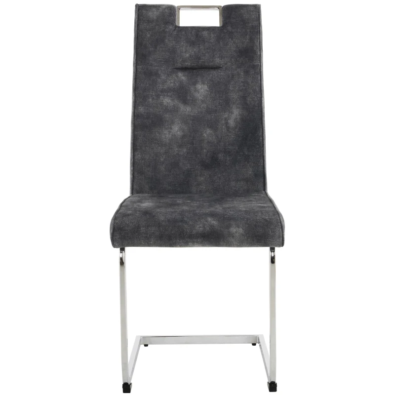 Ensemble de 4 chaises de salle à manger, tissu velours, 44×57×101 cm, Gris foncé