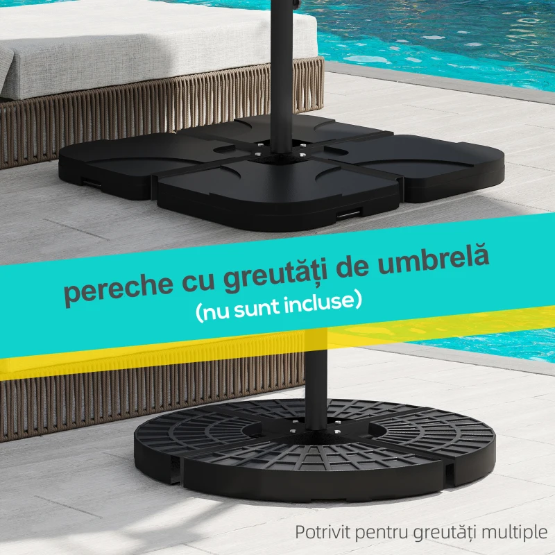 Outsunny Bază pentru Umbrelă de Soare în Formă de Cruce din Oțel cu Șurub Lateral, 100x100x75 cm, Negru