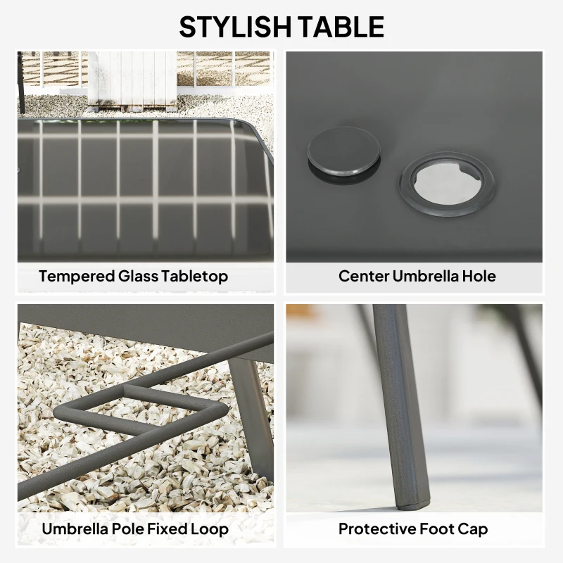 Outsunny Seven-Piece Outdoor Dining Set - Charcoal Grey