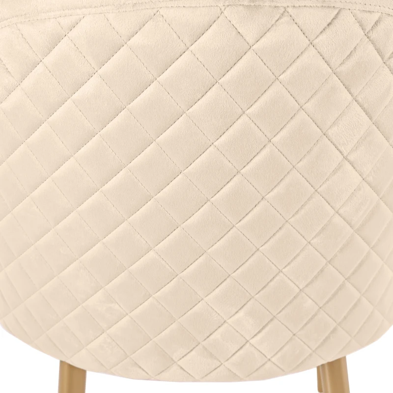 Juego de 2 Sillas de Comedor con Respaldo Ergonómico y Patas Doradas de Metal, 50x62x89 cm, Beige