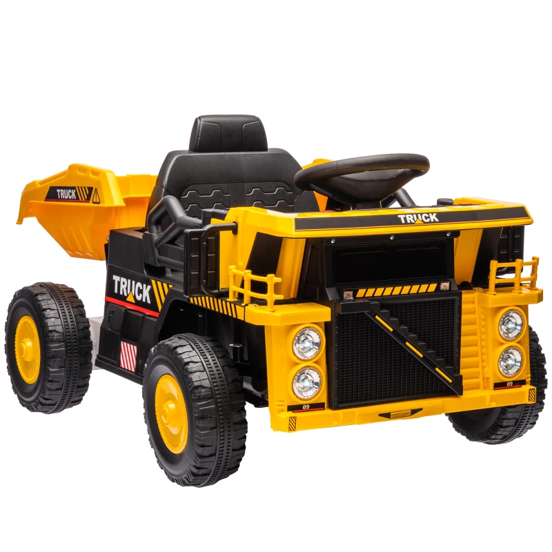 AIYAPLAY Camion pentru Copii 3-5 Ani cu Muzică, Faruri și Roți cu Suspensii, 97x63x53 cm, Galben(m-10)
