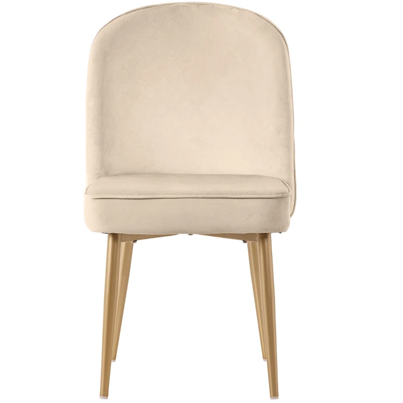 Juego de 2 Sillas de Comedor con Respaldo Ergonómico y Patas Doradas de Metal, 50x62x89 cm, Beige