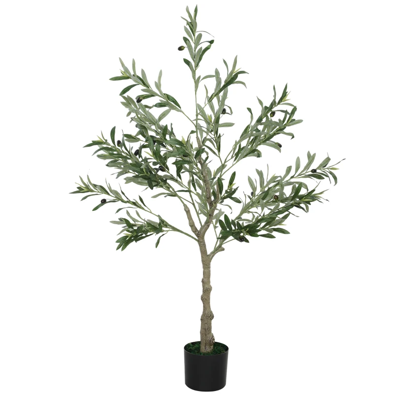 HOMCOM Plantă Artificială de Măslin cu 450 de Frunze, 20 de Măsline și Ghiveci Inclus, Ø15x120 cm, Verde