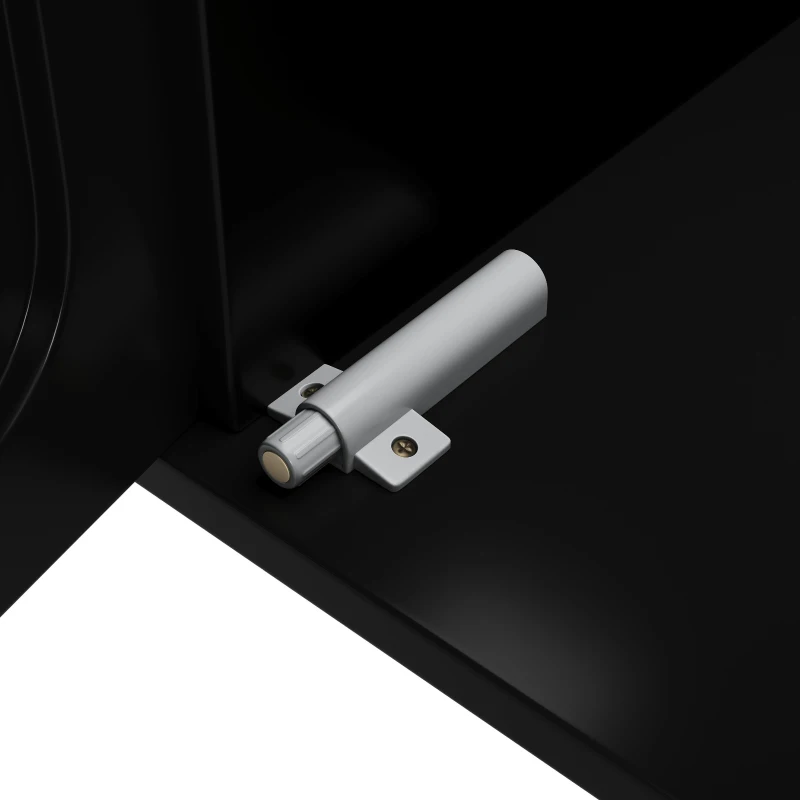 Buffet avec design en rotin, avec portes blister et étagères réglables, 120×35×89 cm, Noir