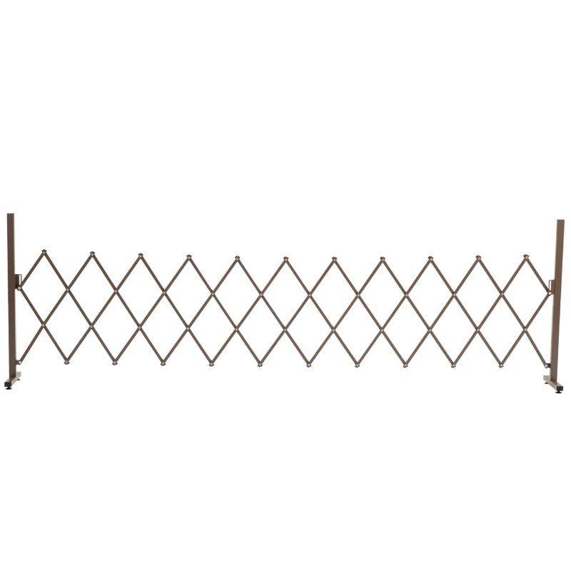 Outsunny Scherengitter Absperrgitter Scherensperre ausziehbar 35-300cm Garten Alu Braun H103,5cm