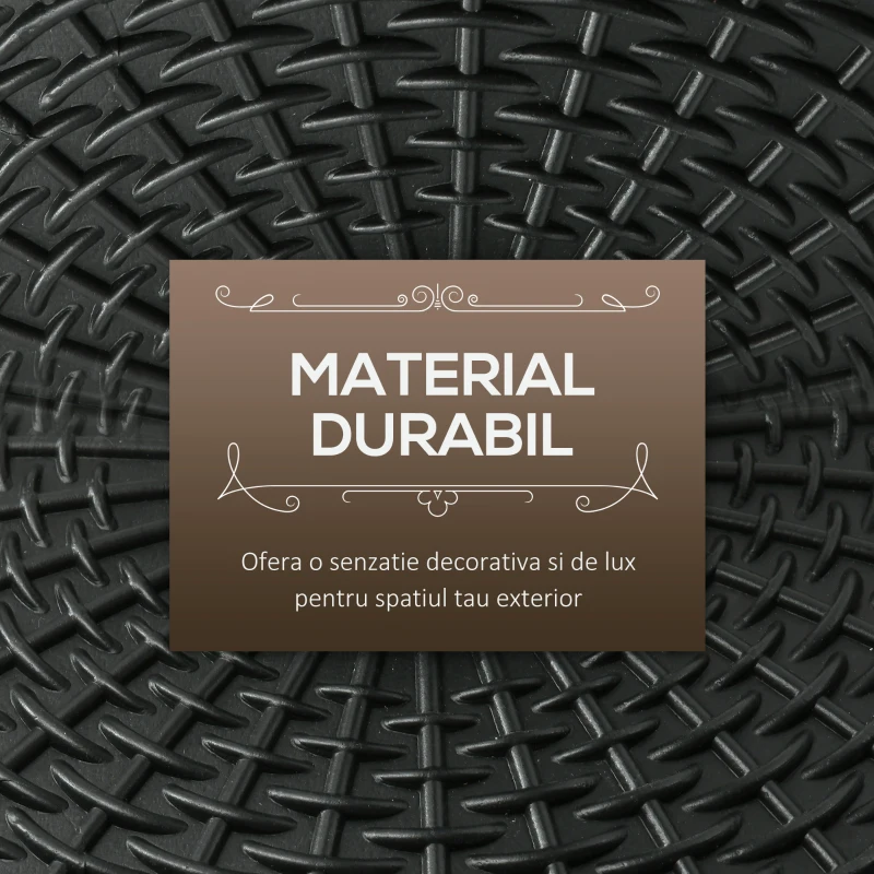 Outsunny Bază pentru Umbrelă cu Stîlpi de Ø38/48 mm din Plastic cu Efect de Ratan, Ø44.5x32 cm, Negru