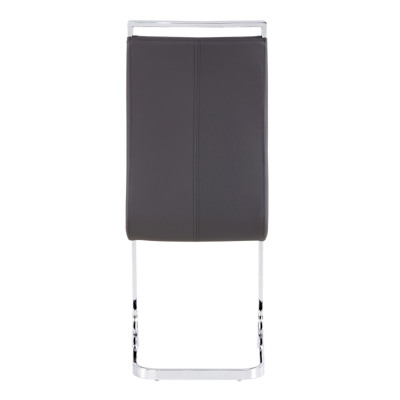 Set de 4 scaune de sufragerie cantilever, structură din metal cromat, spătar din piele PU, 42x54x100 cm, Gri