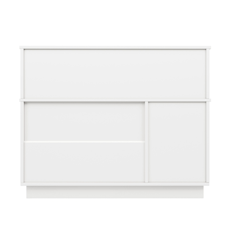 Anrichte Küchenschrank 120x95 cm mit Glastüren, Sideboard mit Regalen für Esszimmer und Wohnzimmer, weisser