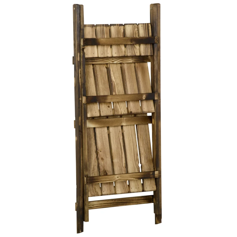 Outsunny 3-Etagen Pflanzenständer, klappbarer 93 cm hoch Blumenständer für Innen Außen, Pflanzenregal aus Holz, Blumentopfständer mit Tabletts, Blumentreppe für Wohnzimmer, Garten Balkon, Dunkelbraun