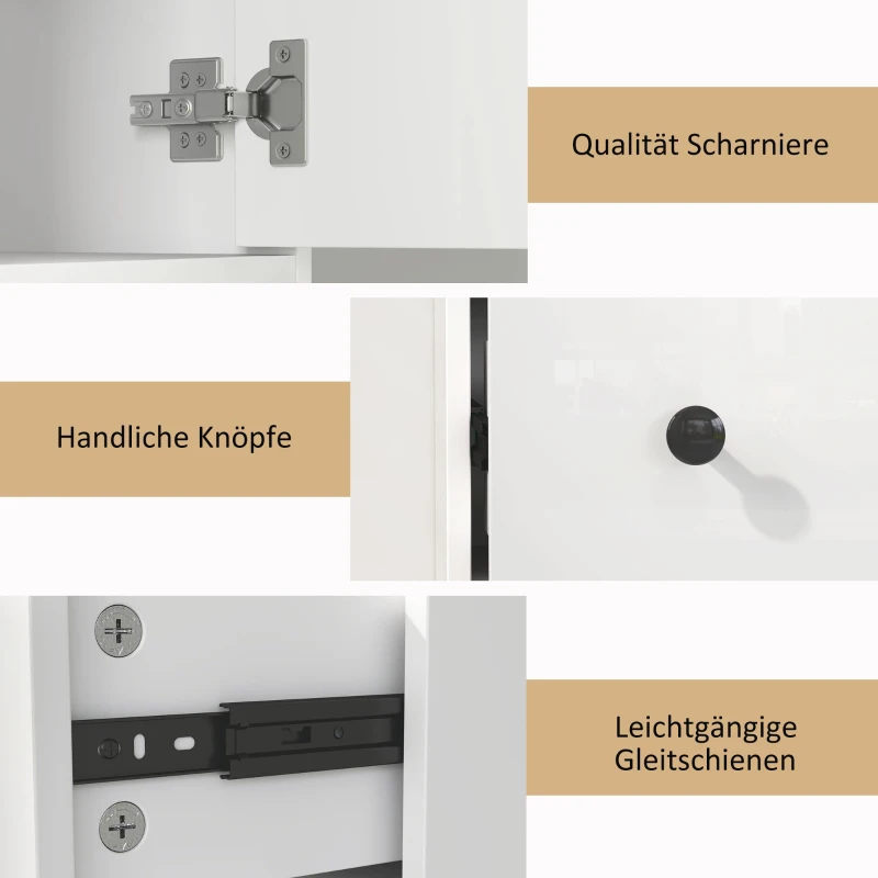 HOMCOM Szafka Łazienkowa, Wysoka i Wąska, Zamykane i Otwarte Przestrzenie, Biała