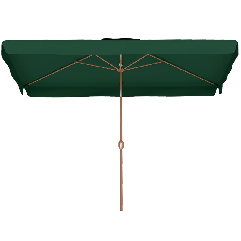 Outsunny Umbrelă de Grădină 2x3 m cu Deschidere cu Manivelă, Înclinabilă și Anti-UV 50+, Verde