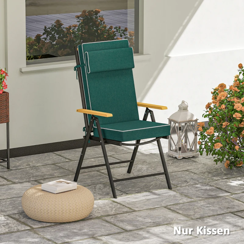 Outsunny Zitkussen 120 x 47 x 9,5 cm Waterafstotend met Banden, Hoofdsteun, UPF50+ Groen