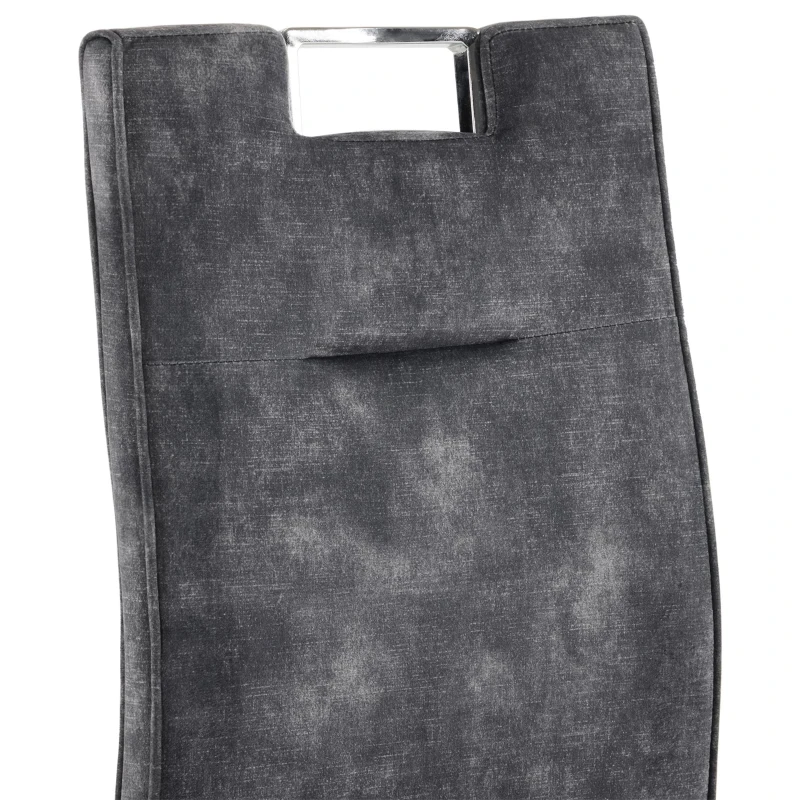 Ensemble de 4 chaises de salle à manger, tissu velours, 44×57×101 cm, Gris foncé