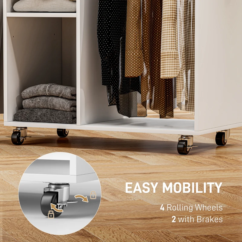 HOMCOM Masă de Călcat cu Suport pentru Fier de Călcat, Suport pentru Haine, Sertar și Raft, 125x43,5x112 cm, Alb