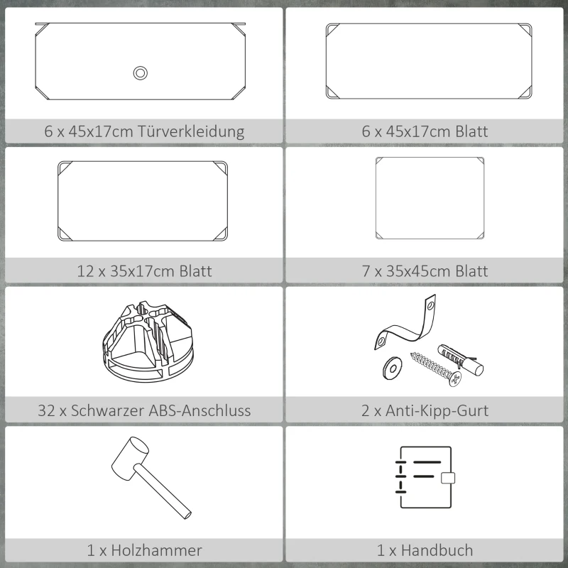 HOMCOM Modulares Regalsystem für 6 Paar Schuhe, 49 cm x 36,5 cm x 108 cm, Schwarz