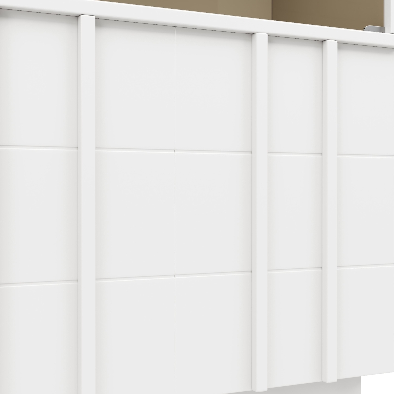 Anrichte Küchenschrank 120x95 cm mit Glastüren, Sideboard mit Regalen für Esszimmer und Wohnzimmer, weisser