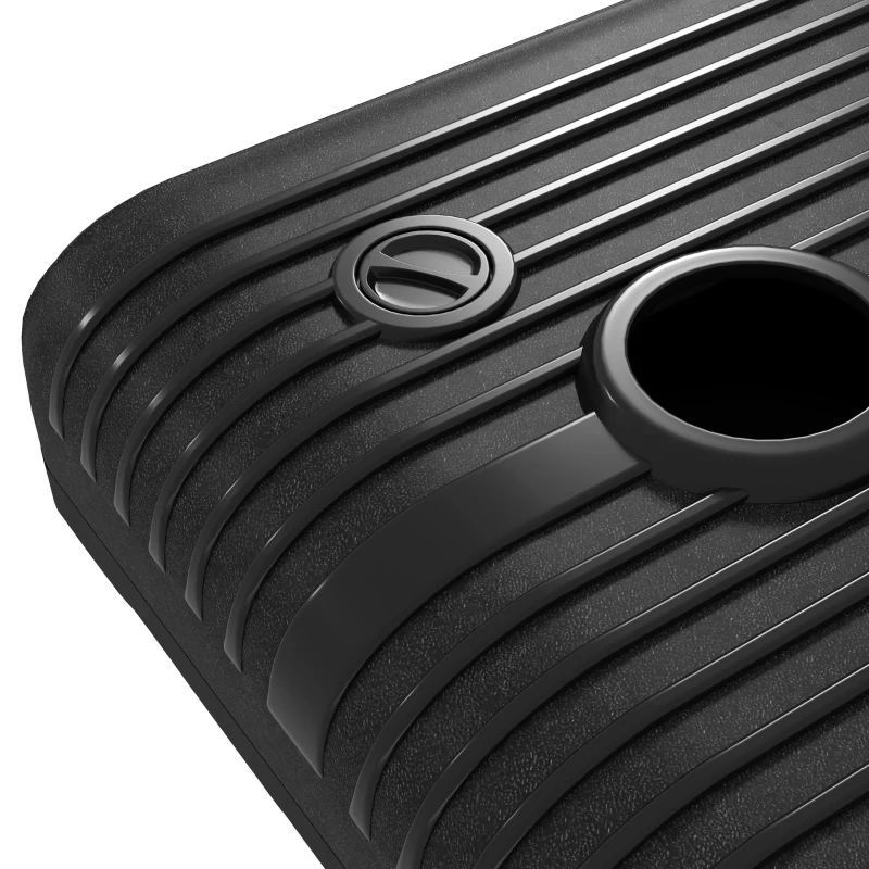 Outsunny Baza pentru Umbrela din Plastic cu Consola, cu 2 Roti si Maner, 80x60x19 cm, Negru