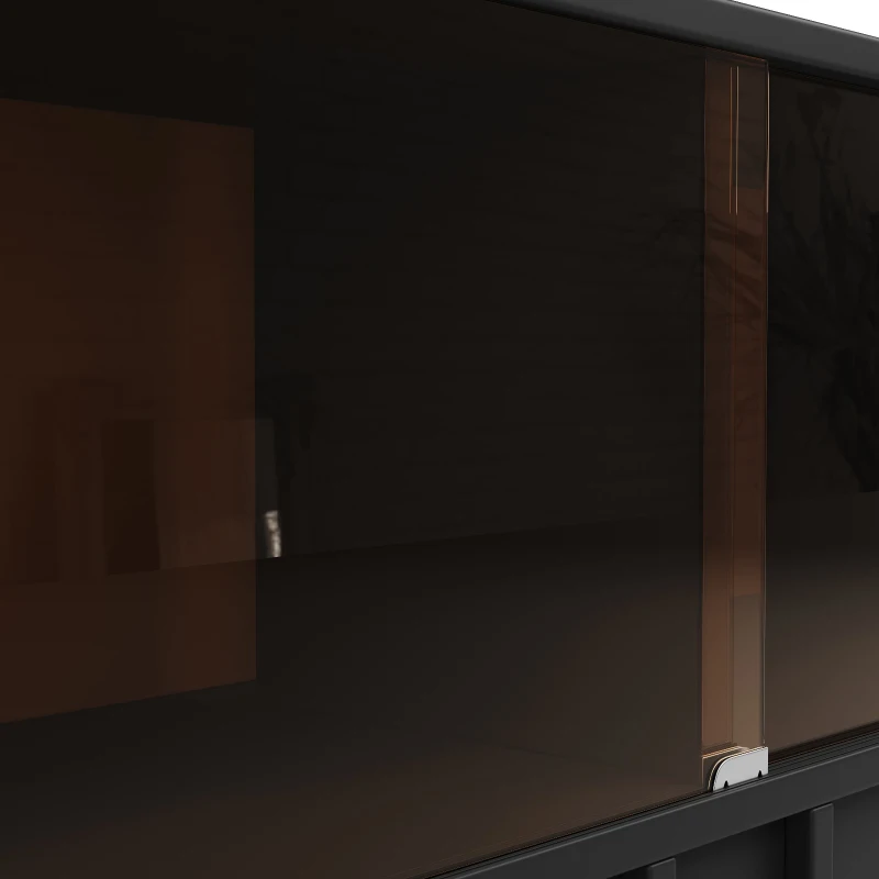 Buffet de cuisine avec portes vitrées, Armoires de rangement pour salle à manger et salon, 120×33×95 cm, Noir