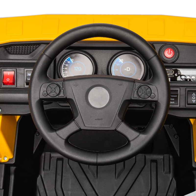 AIYAPLAY Camion pentru Copii 3-5 Ani cu Muzică, Faruri și Roți cu Suspensii, 97x63x53 cm, Galben(m-8)