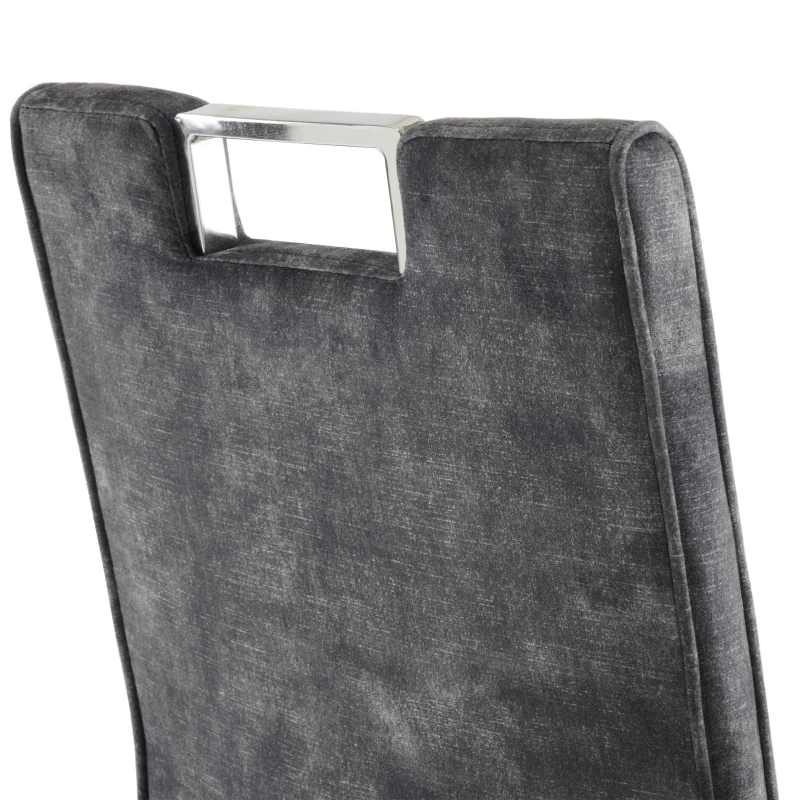 Ensemble de 4 chaises de salle à manger, tissu velours, 44×57×101 cm, Gris foncé