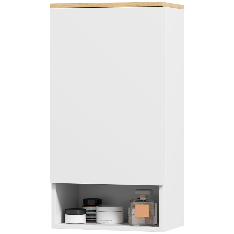 HOMCOM Armadietto Bagno a Muro con Mensole Regolabili e Ripiano Aperto in Legno e MDF,  40x27x77 cm, Bianco