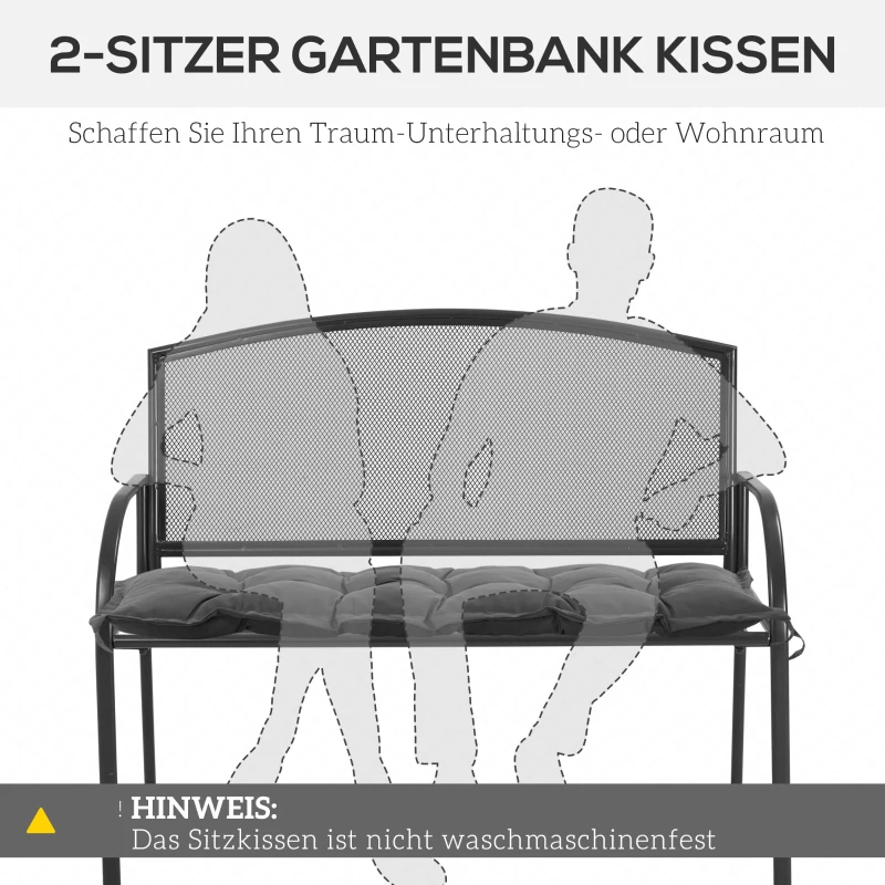 Outsunny Zitkussen 100x40 cm Stoelkussen met Bindkoorden, 10 cm dikke kussenvulling, Donkergrijs