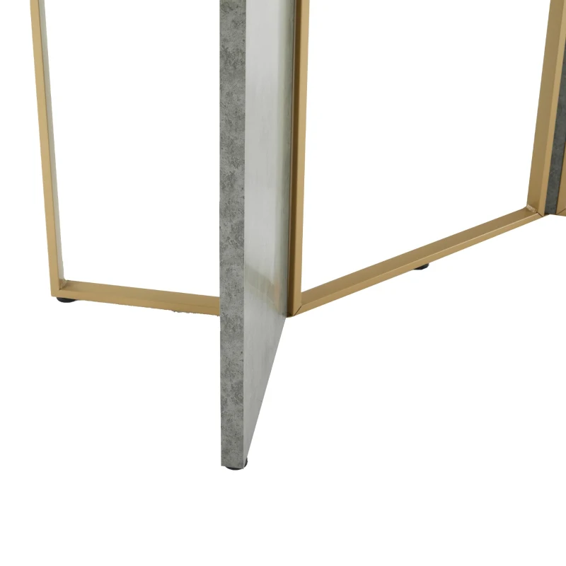 Moderner Esstisch mit Zementoptik, vielseitig für Esszimmer und Wohnzimmer, 119×70×75cm, Gold+Grau