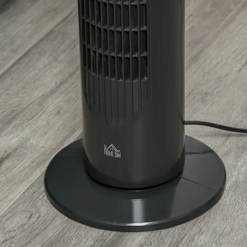 HOMCOM 30'' Freestanding Tower Fan, 3 Speed 3 Mode, 10h Timer, 70 Degree Oscillation, LED Light, 5M Remote Controller, Dark Grey