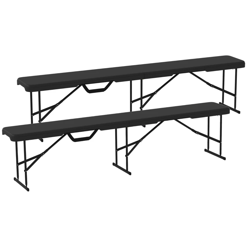 Outsunny Ławka Campingowa, Wodoodporny Plastik, Udźwig 240 kg, Czarna