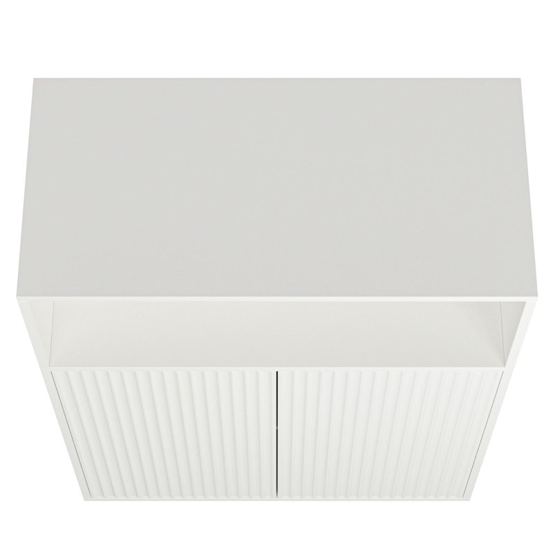 Buffet de rangement avec porte vitrée et éclairage LED, adapté à la cuisine et au salon, 210×35×90 cm, Blanc