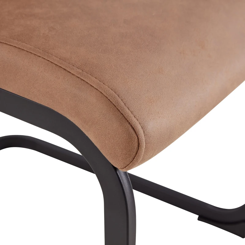 Set di 4 sedie da pranzo a sbalzo, schienale alto, 43 x 54 x 100 cm, Marrone