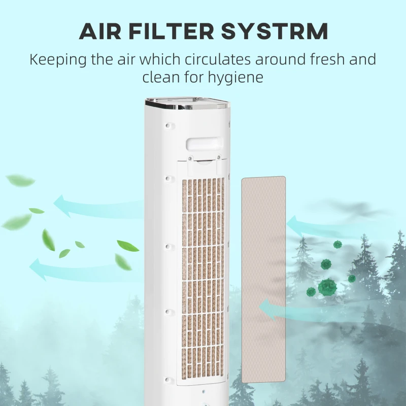 HOMCOM Portable Air Cooler, 6L Tank Humidifier Evaporative Ice Cooling Fan Water Conditioner Unit with 3 Modes, 3 Speed, Remote, Timer, Oscillating for Home Bedroom, White