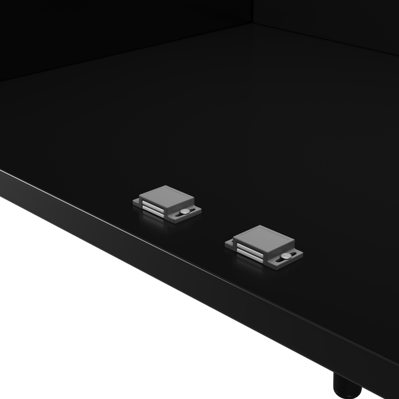 Buffet avec design en rotin, avec portes blister et étagères réglables, 120×35×89 cm, Noir