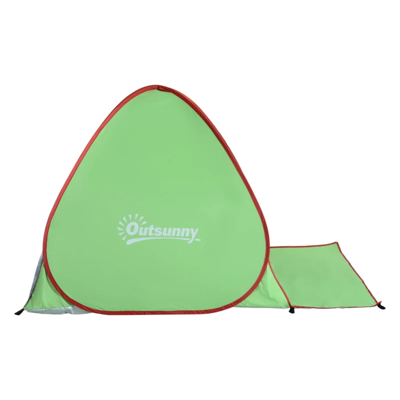 Outsunny Cort pentru Plajă cu Protecție UV 30+, Fereastră și Geantă de Transport, 200x150x119 cm, Verde